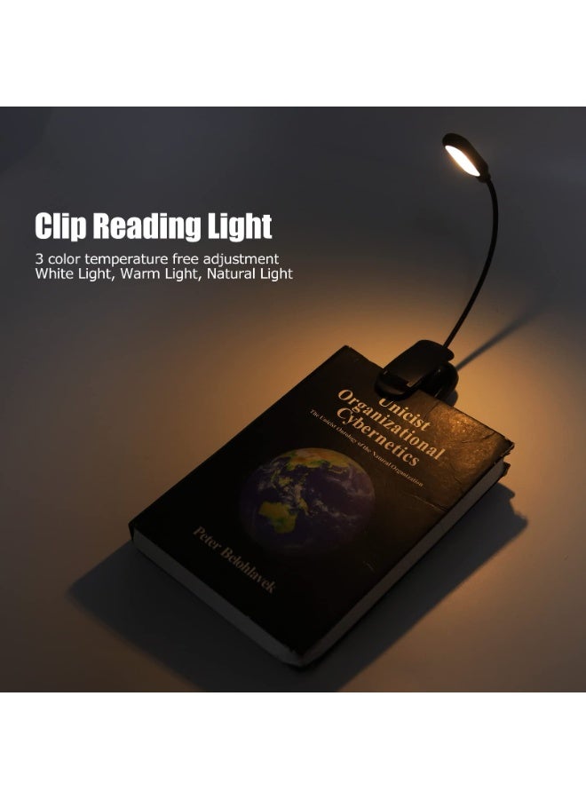 Mordely LED Desk Lamp with Clamp, Clip on Light Clamp Reading Light, USB Rechargeable Top Button Control LED Clip Table Lamp with 3 Light Sources, Creative Clip Light for Reading Study - Image 3